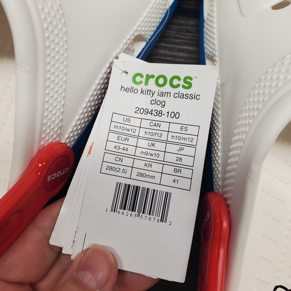 Hello Kitty Crocs Iam Classic Clog 50th Anniversary Unisex Adult M10 W12 WHT NWT - Picture 2 of 4